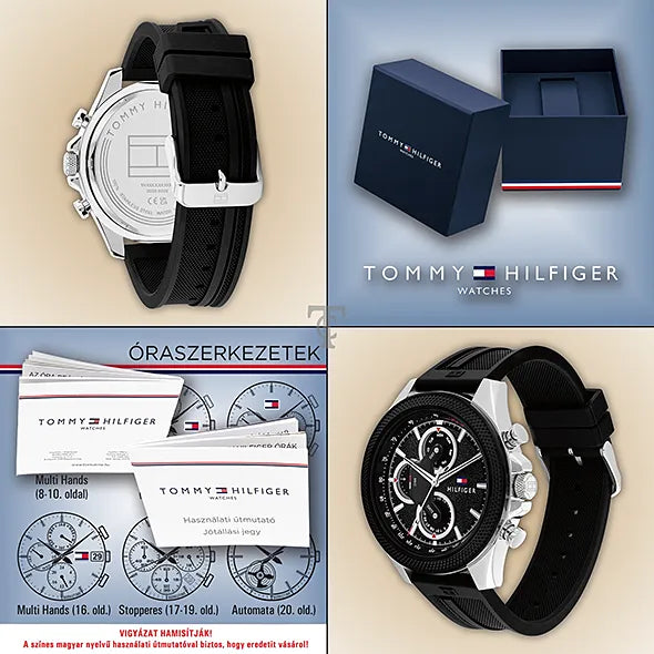  Shop Authentic Tommy Hilfiger Clark Chronograph Black Dial Black Rubber Strap Watch For Men - 1792082 - Luxxuri