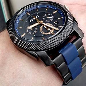  Shop Authentic Fossil Machine Chronograph Black Dial Two Tone Steel Strap Watch for Men - FS5164 - Luxxuri