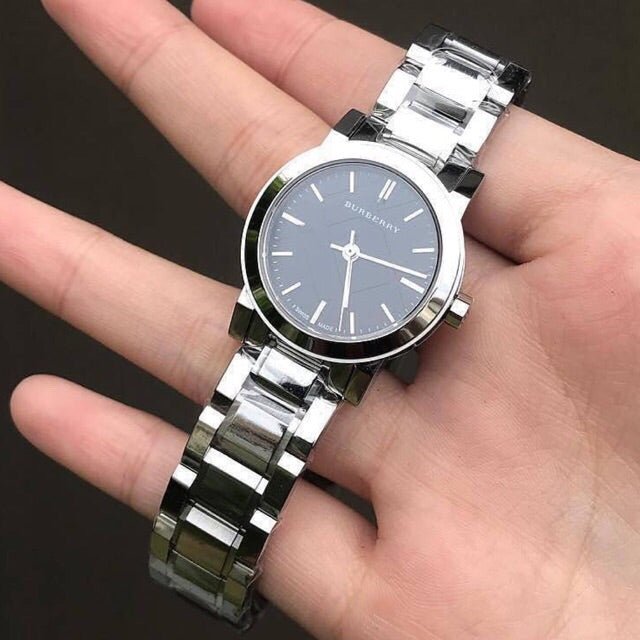  Shop Authentic Burberry The City Black Dial Silver Steel Strap Watch for Women - BU9201 - Luxxuri