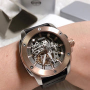  Shop Authentic Fossil Modern Machine Automatic Skeleton Dial Black Leather Strap Watch for Men - ME3082 - Luxxuri