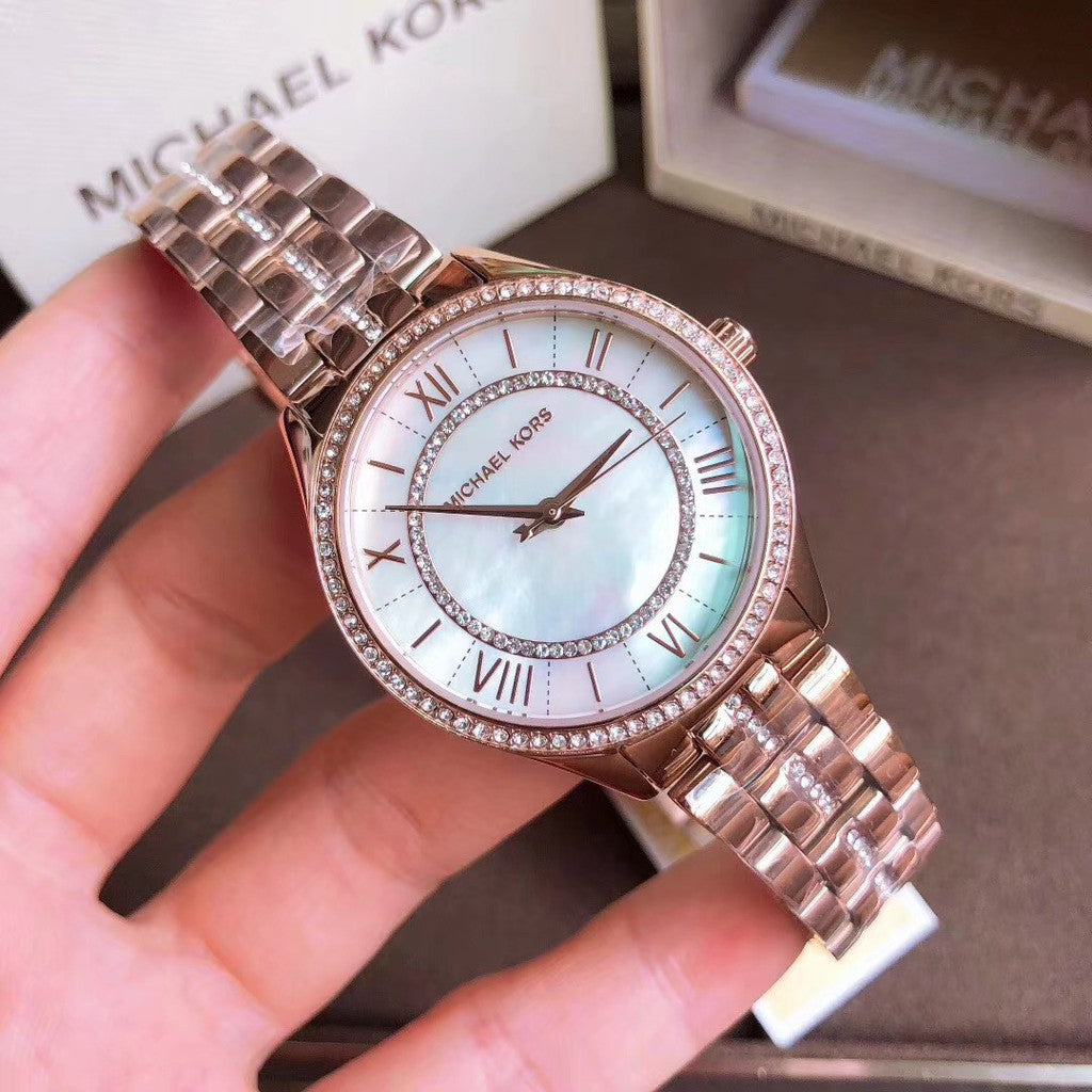  Shop Authentic Michael Kors Lauryn Mother of Pearl Dial Rose Gold Steel Strap Watch for Women - MK3716 - Luxxuri