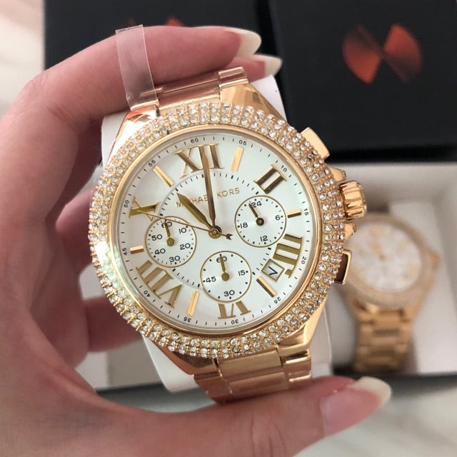  Shop Authentic Michael Kors Camille Silver Diamonds Dial Gold Steel Strap Watch for Women - MK5756 - Luxxuri