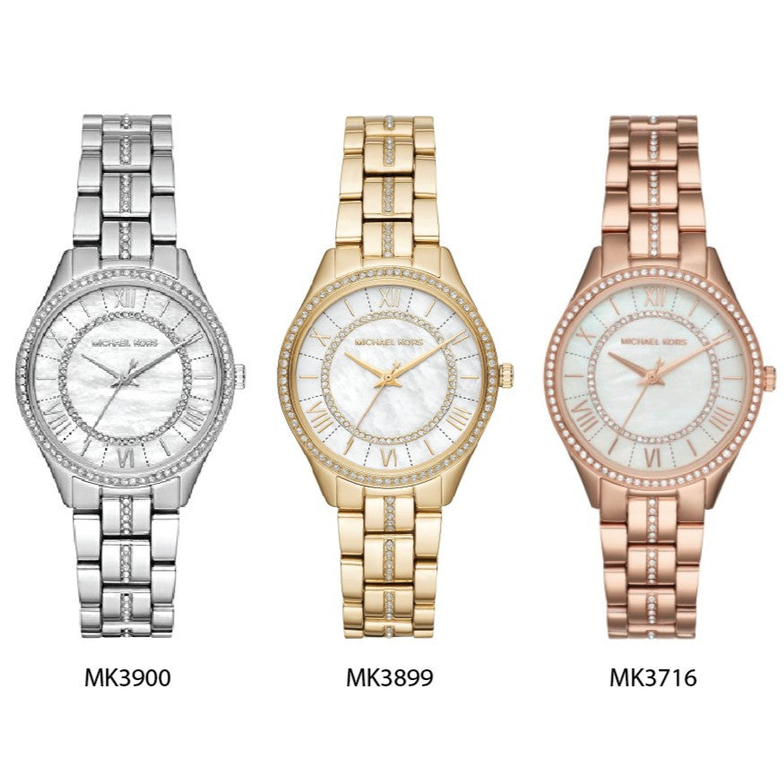  Shop Authentic Michael Kors Lauryn Mother of Pearl White Dial Gold Steel Strap Watch for Women - MK3899 - Luxxuri