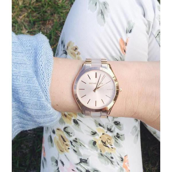 Shop Authentic Michael Kors Slim Runway Rose Gold Dial Two Tone Steel Strap Watch for Women - MK4294 - Luxxuri