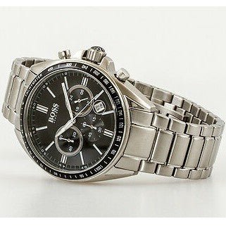  Shop Authentic Hugo Boss Chronograph Black Dial Silver Steel Strap Watch for Men - 151080 - Luxxuri