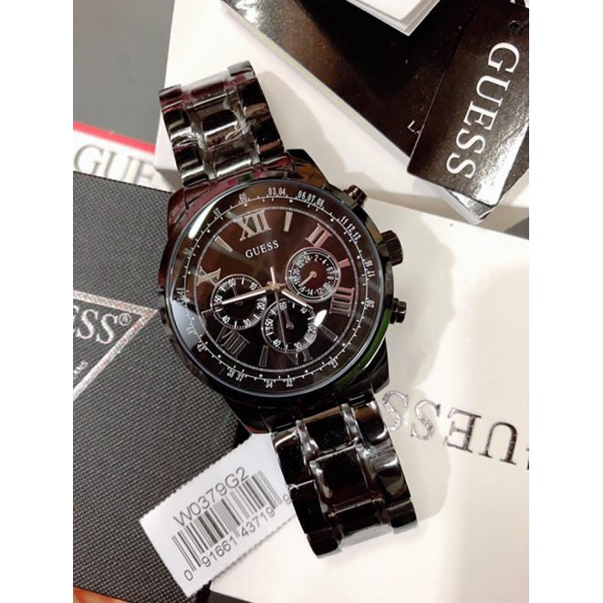  Shop Authentic Guess Horizon Chronograph Black Dial Black Steel Strap Watch For Men - W0379G2 - Luxxuri