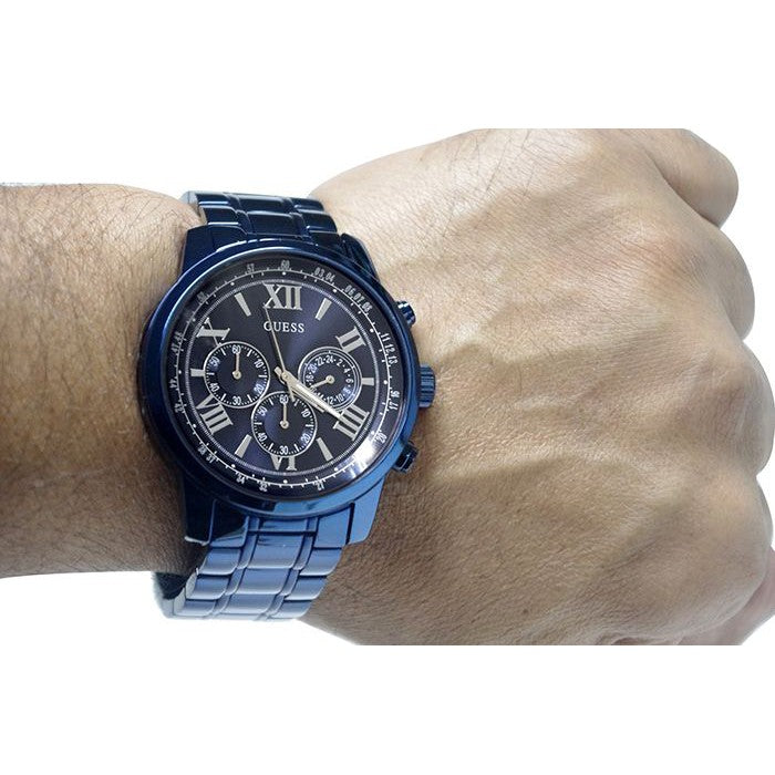  Shop Authentic Guess Horizon Chronograph Black Dial Black Steel Strap Watch For Men - W0379G2 - Luxxuri