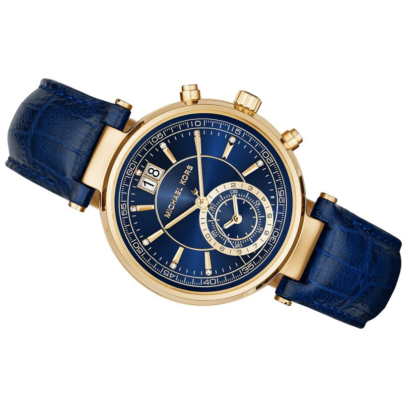  Shop Authentic Michael Kors Sawyer Blue Dial Blue Leather Strap Watch for Women - MK2425 - Luxxuri