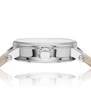 Shop Authentic Fossil Boyfriend Automatic Skeleton Silver Dial White Leather Strap Watch for Women - ME3069 - Luxxuri