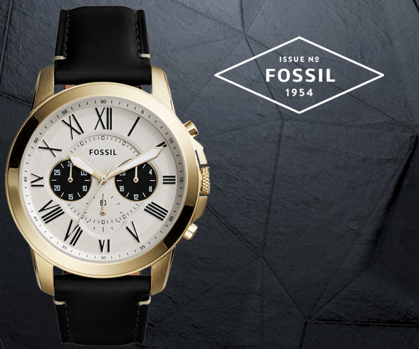  Shop Authentic Fossil Grant Chronograph White Dial Black Leather Strap Watch for Men - FS5272 - Luxxuri