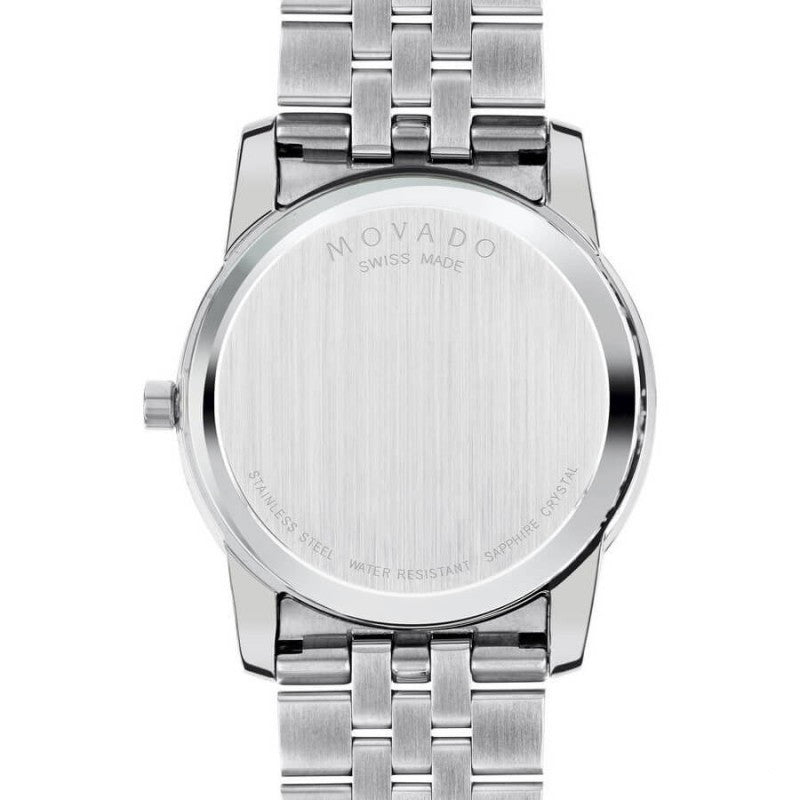  Shop Authentic Movado Museum Diamonds Black Dial Silver Steel Strap Watch For Men - 606878 - Luxxuri