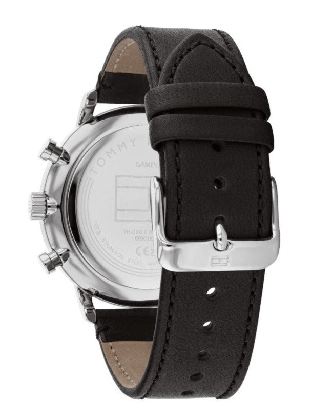  Shop Authentic Tommy Hilfiger Legend Chronograph Black Dial Black Leather Strap Watch For Men - 1710565 - Luxxuri