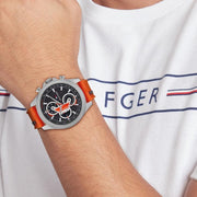  Shop Authentic Tommy Hilfiger Clark Chronograph Grey Dial Orange Rubber Strap Watch For Men - 1792084 - Luxxuri
