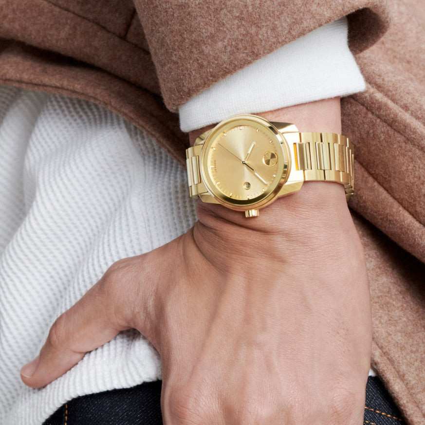  Shop Authentic Movado Bold Verso Gold Dial Gold Steel Strap Watch for Men - 3600861 - Luxxuri