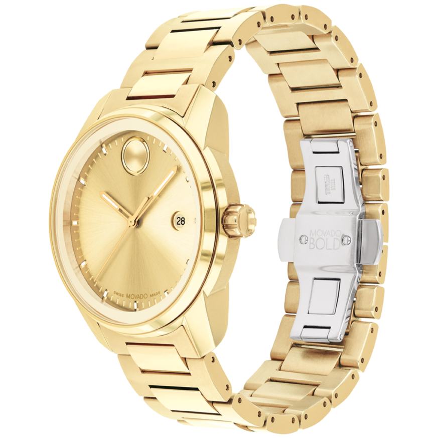  Shop Authentic Movado Bold Verso Gold Dial Gold Steel Strap Watch for Men - 3600861 - Luxxuri