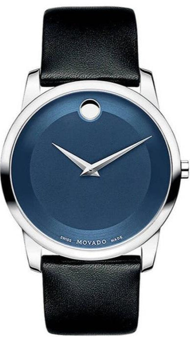  Shop Authentic Movado Museum Classic Blue Dial Black Leather Strap Watch for Men - 606610 - Luxxuri