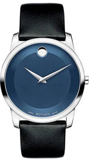  Shop Authentic Movado Museum Classic Blue Dial Black Leather Strap Watch for Men - 606610 - Luxxuri