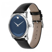  Shop Authentic Movado Museum Classic Blue Dial Black Leather Strap Watch for Men - 606610 - Luxxuri