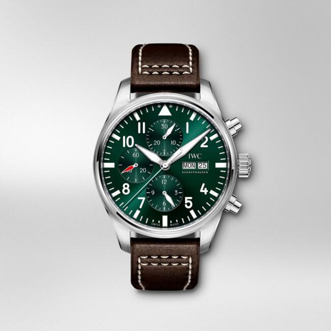  Shop Authentic IWC Pilot's Watch Chronograph Edition Racing Green 43mm Green Dial Brown Leather Strap Watch for Men - IW377726 - Luxxuri