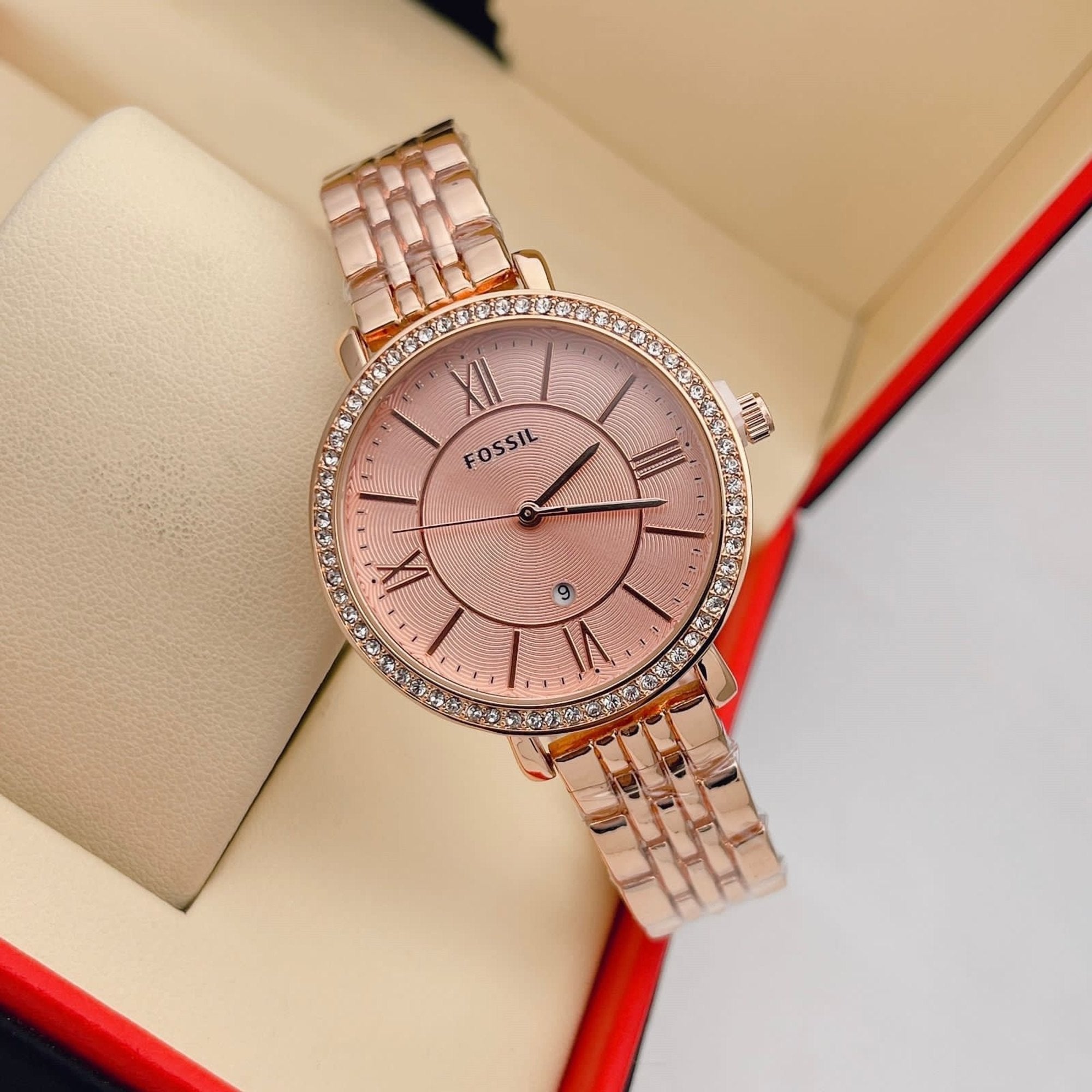  Shop Authentic Fossil Jacqueline Rose Gold Dial Rose Gold Steel Strap Watch for Women - ES3546 - Luxxuri