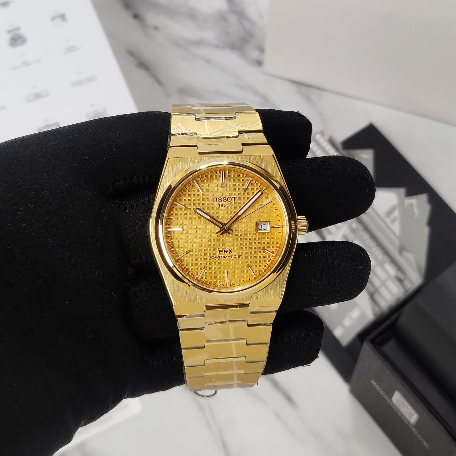  Shop Authentic Tissot PRX Powermatic 80 Gold Dial Gold Steel Strap Watch for Men - T137.407.33.021.00 - Luxxuri