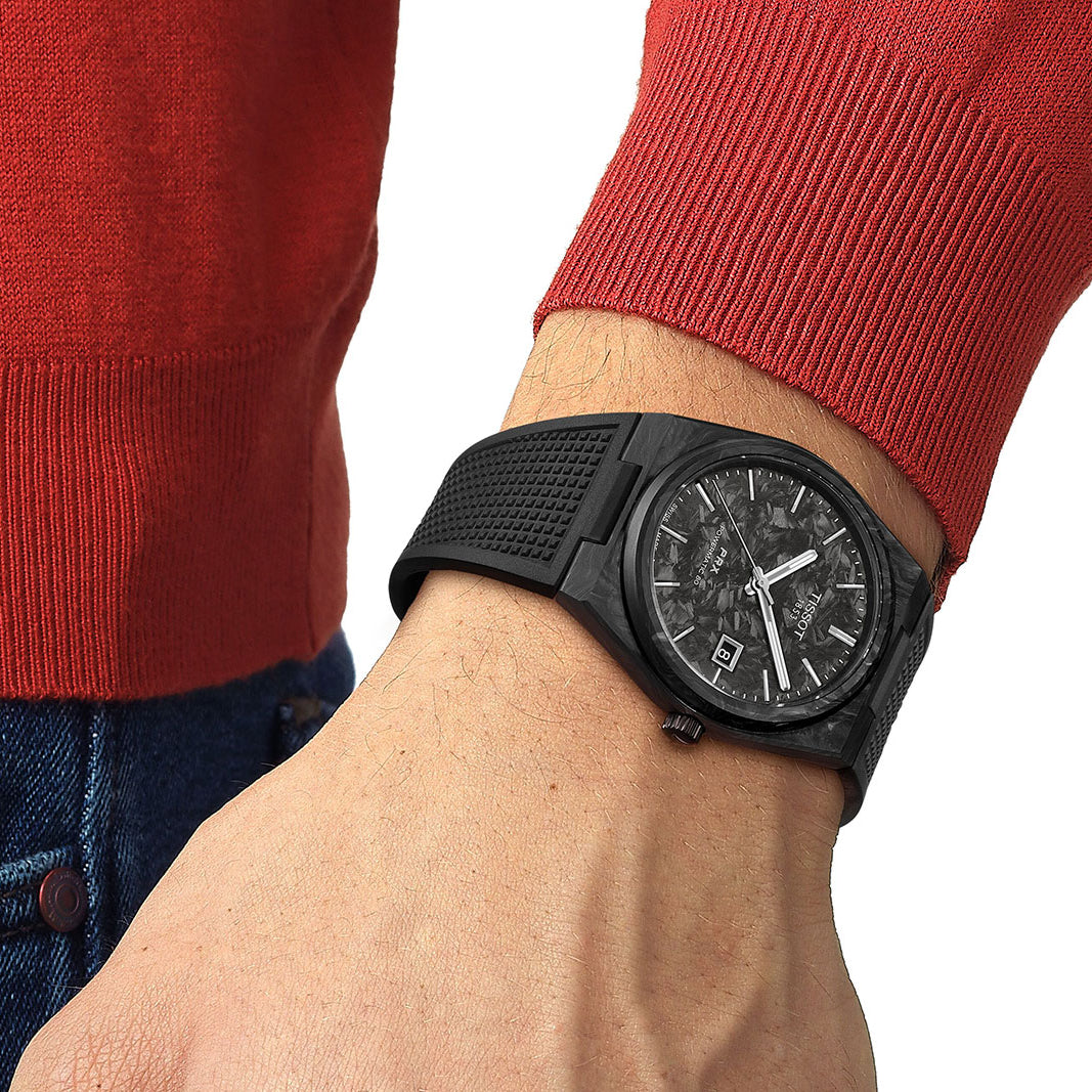  Shop Authentic Tissot PRX Powermatic 80 Carbon Black Dial Black Rubber Strap Watch for Men - T137.907.97.201.00 - Luxxuri