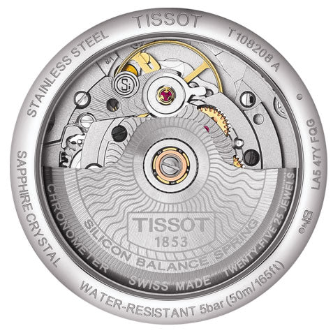  Shop Authentic Tissot T-Classic Powermatic 80 Mother of Pearl Silver Dial White Leather Strap Watch For Women - T108.208.26.117.00 - Luxxuri