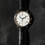  Shop Authentic Tissot Carson Premium Chronograph Silver Dial Black Leather Strap Watch For Men - T122.417.16.033.00 - Luxxuri
