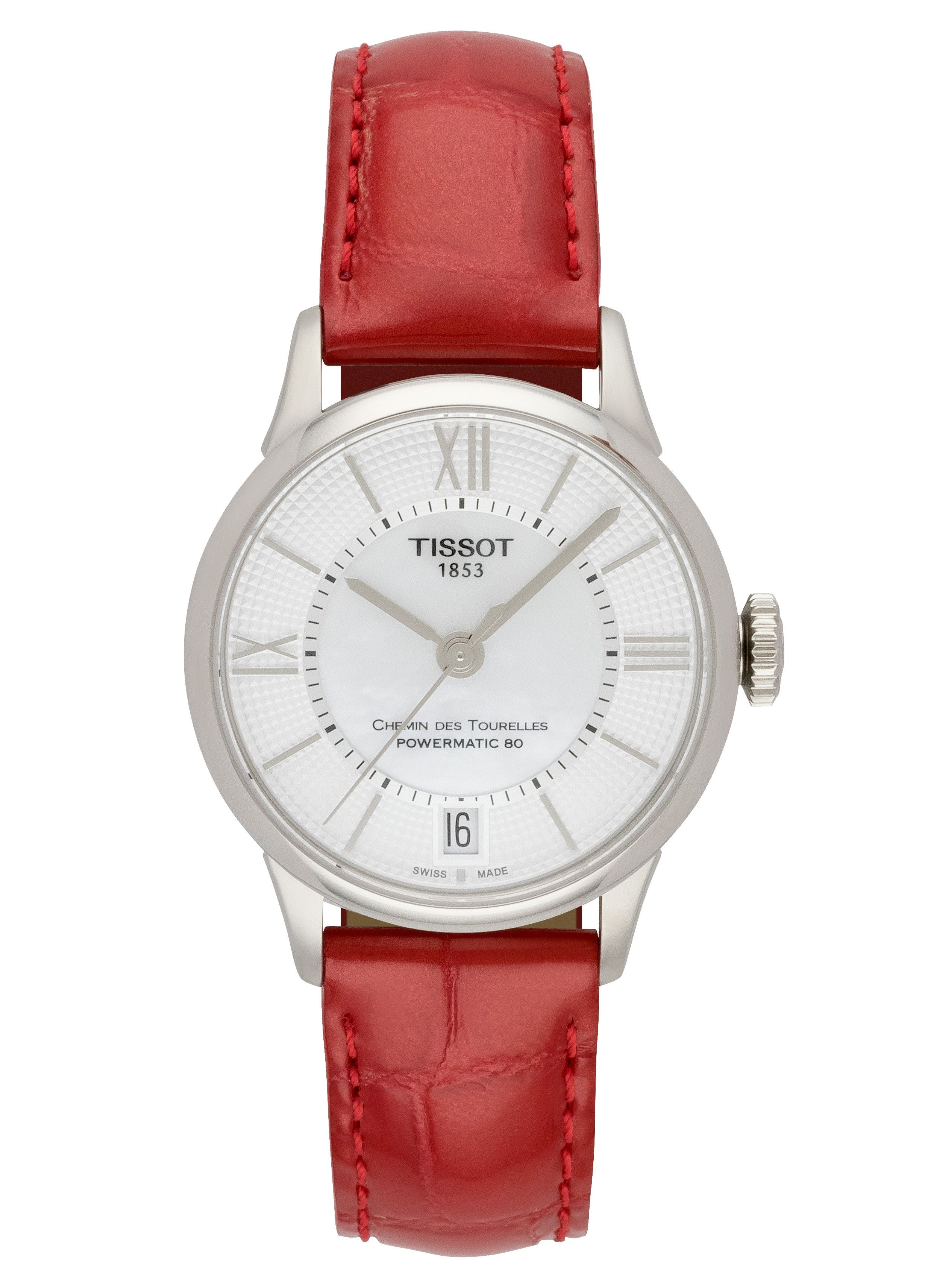  Shop Authentic Tissot Chemin Des Tourelles Powermatic 80 Mother of Pearl White Dial Red Leather Strap Watch For Women - T099.207.16.118.00 - Luxxuri
