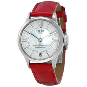  Shop Authentic Tissot Chemin Des Tourelles Automatic Mother of Pearl White Dial Red Leather Strap Watch For Women - T099.207.16.118.00 - Luxxuri