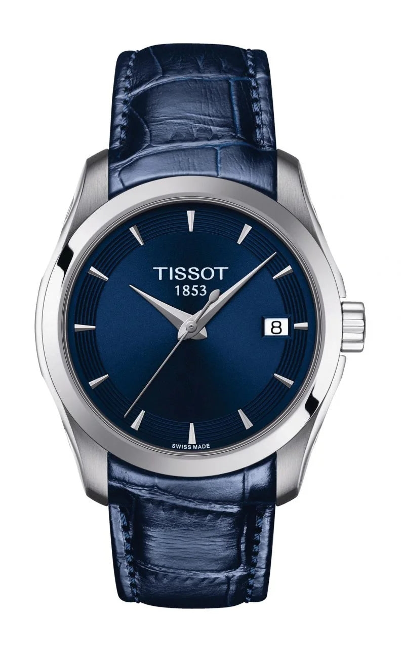  Shop Authentic Tissot Couturier Lady Blue Dial Blue Leather Strap Watch for Women - T035.210.16.041.00 - Luxxuri
