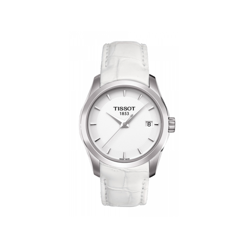  Shop Authentic Tissot Couturier Lady Silver Dial White Leather Strap Watch For Women - T035.210.16.011.00 - Luxxuri