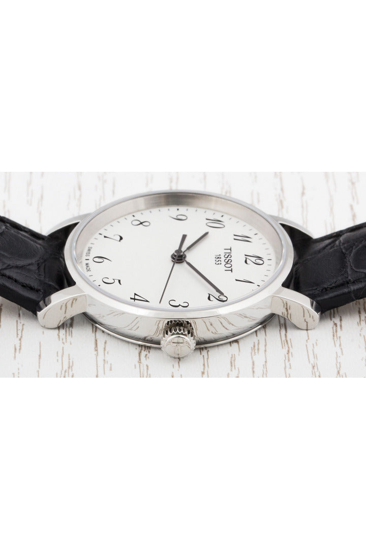 Tissot T Classic Desire White Dial Black Leather Strap Watch For Men - T52.1.421.12
