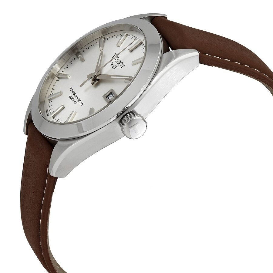  Shop Authentic Tissot Gentleman Powermatic 80 Silicium Silver Dial Brown Leather Strap Watch For Men - T127.407.16.031.00 - Luxxuri
