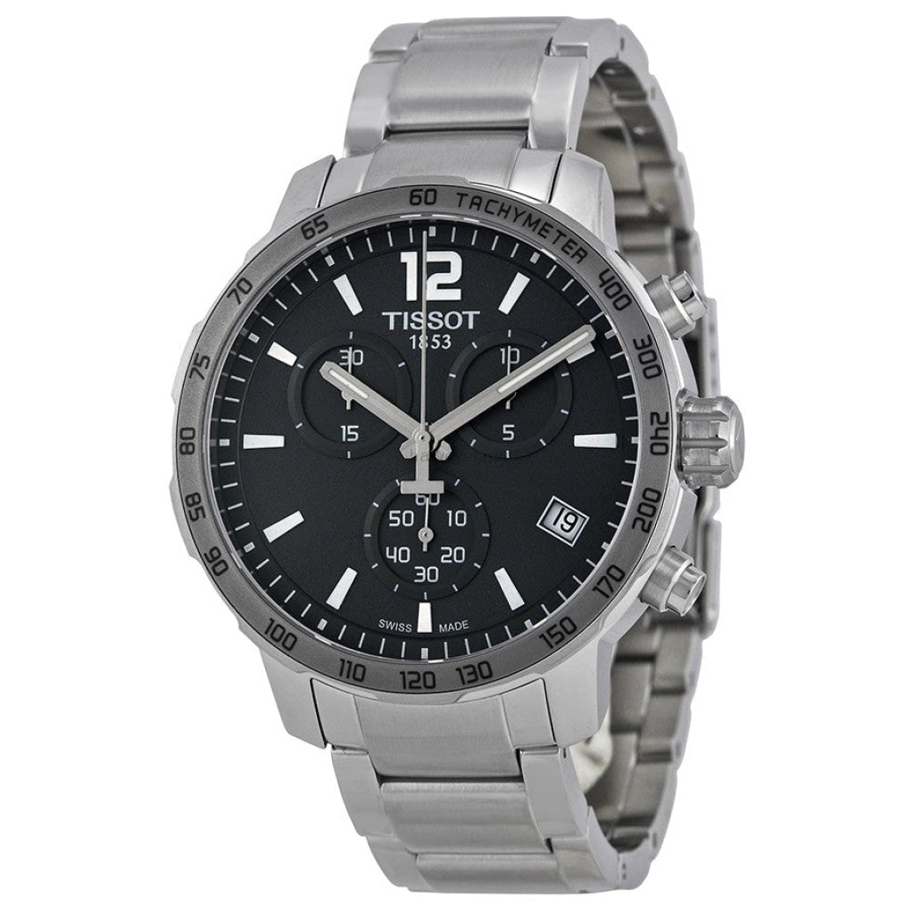  Shop Authentic Tissot Quickster Chronograph Black Dial Silver Steel Strap Watch For Men - T095.417.11.067.00 - Luxxuri
