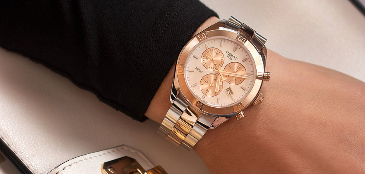  Shop Authentic Tissot PR 100 Sport Chic Chronograph Silver Dial Two Tone Steel Strap Watch For Women - T101.917.22.031.00 - Luxxuri