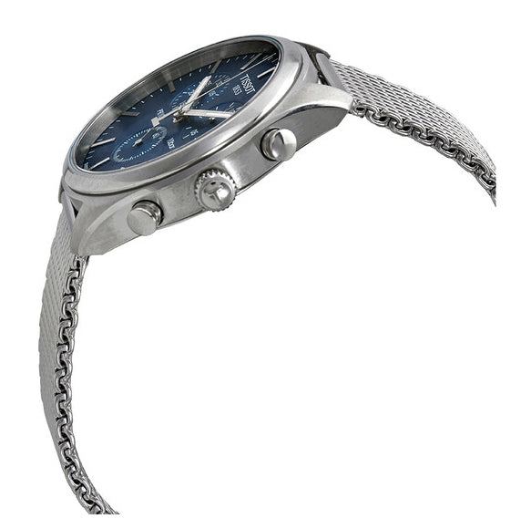  Shop Authentic Tissot PR 100 Chronograph Blue Dial Silver Mesh Bracelet Watch for Men - T101.417.11.041.00 - Luxxuri