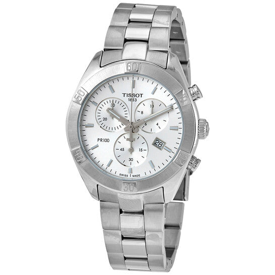  Shop Authentic Tissot PR 100 Sport Chic Chronograph Silver Dial Silver Steel Strap Watch for Women - T101.917.11.031.00 - Luxxuri