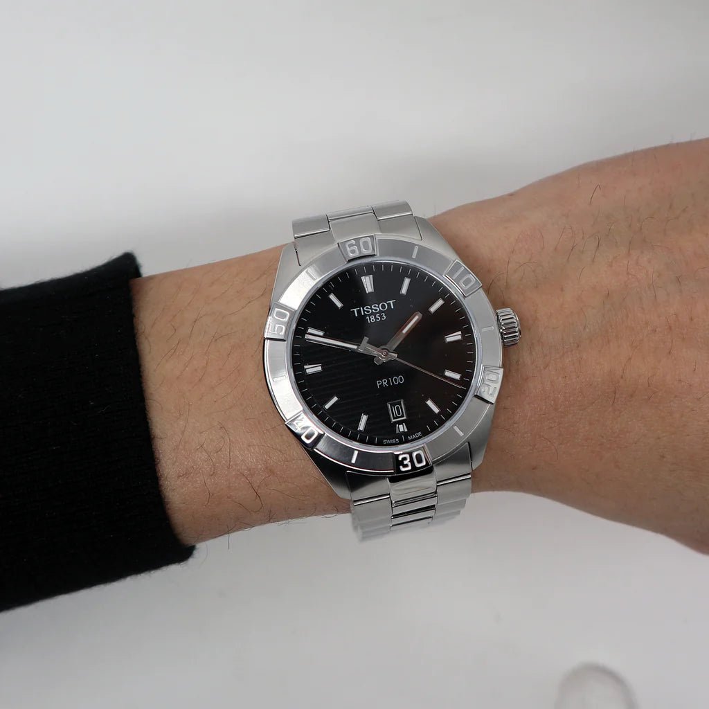  Shop Authentic Tissot PR 100 Sport Quartz Black Dial Silver Steel Strap Watch For Men - T101.610.11.051.00 - Luxxuri