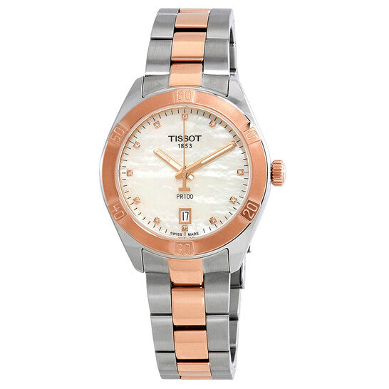  Shop Authentic Tissot PR 100 Sport Chic Diamonds Mother of Pearl Dial Two Tone Steel Strap Watch for Women - T101.910.22.116.00 - Luxxuri