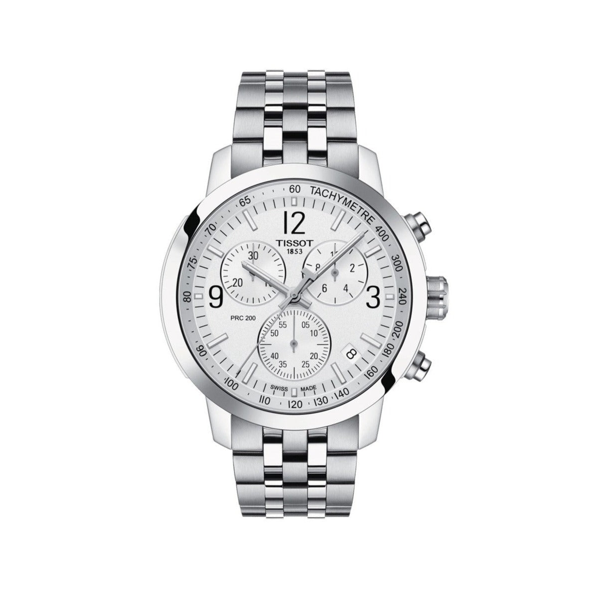  Shop Authentic Tissot PRC 200 Chronograph Quartz Silver Dial Silver Steel Strap Watch For Men - T055.417.11.037.00 - Luxxuri