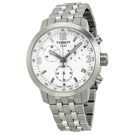  Shop Authentic Tissot PRC 200 Chronograph White Dial Silver Steel Strap Watch For Men - T055.417.11.017.00 - Luxxuri