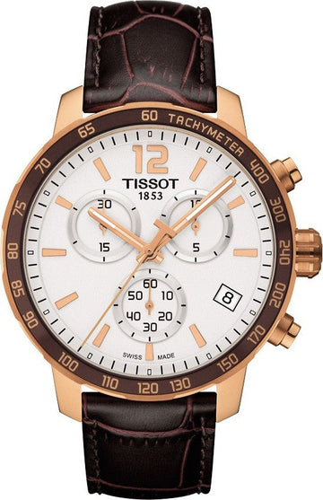  Shop Authentic Tissot Quickster Chronograph 42mm White Dial Brown Leather Strap Watch For Men - T095.417.36.037.00 - Luxxuri