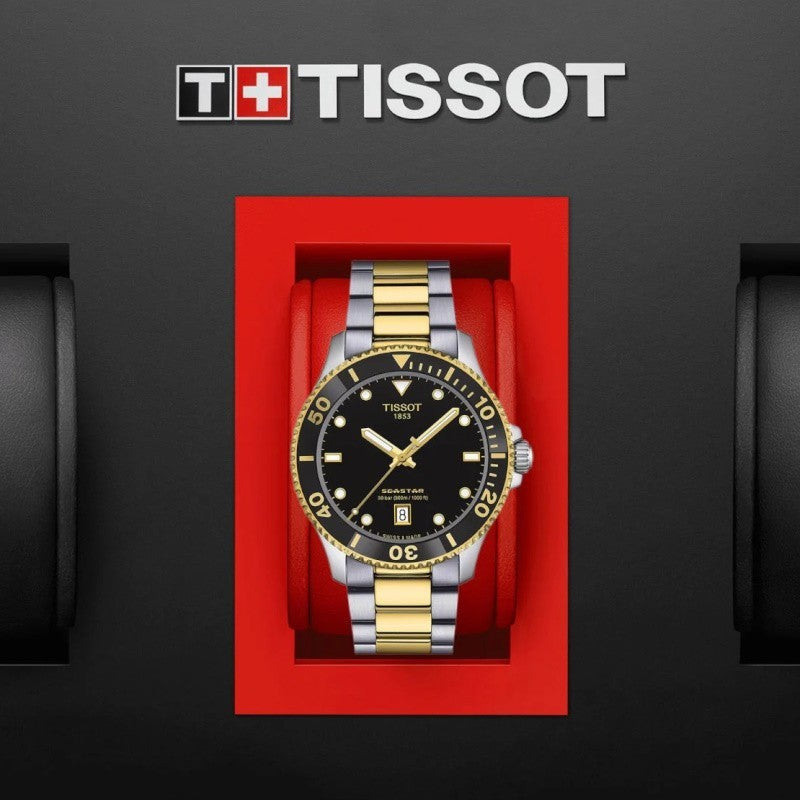  Shop Authentic Tissot Seastar 1000 Black Dial Two Tone Steel Strap Watch for Women - T120.210.22.051.00 - Luxxuri
