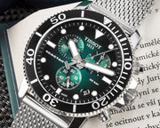  Shop Authentic Tissot Seastar 1000 Chronograph Green Dial Silver Mesh Bracelet Watch For Men - T120.417.11.091.00 - Luxxuri