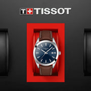  Shop Authentic Tissot Gentleman Blue Dial Brown Leather Strap Watch For Men - T127.410.16.041.00 - Luxxuri