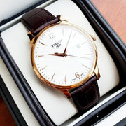  Shop Authentic Tissot T Classic Tradition White Dial Brown Leather Strap Watch For Men - T063.610.36.037.00 - Luxxuri
