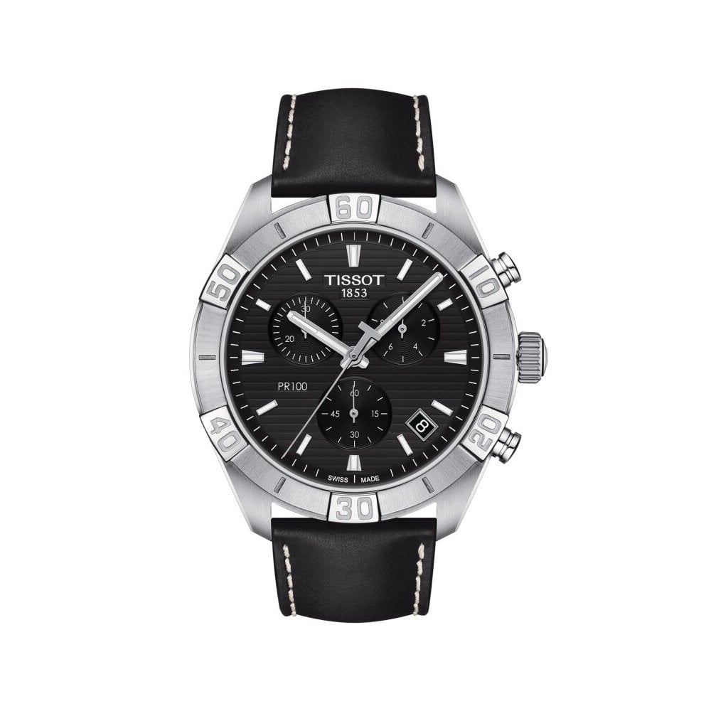 Shop Authentic Tissot PR 100 Sport Quartz Chronograph Black Dial Black Leather Strap Watch For Men - T101.617.16.051.00 - Luxxuri