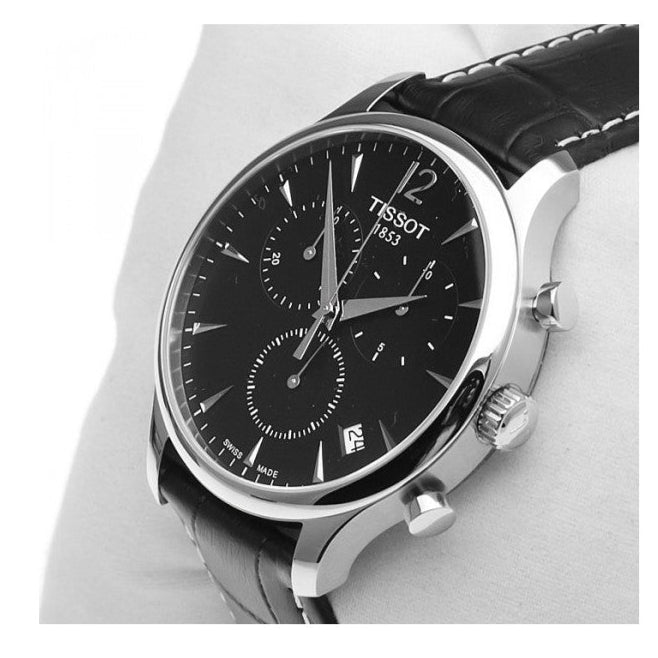  Shop Authentic Tissot T Classic Tradition Chronograph Black Dial Black Leather Strap Watch For Men - T063.617.16.057.00 - Luxxuri