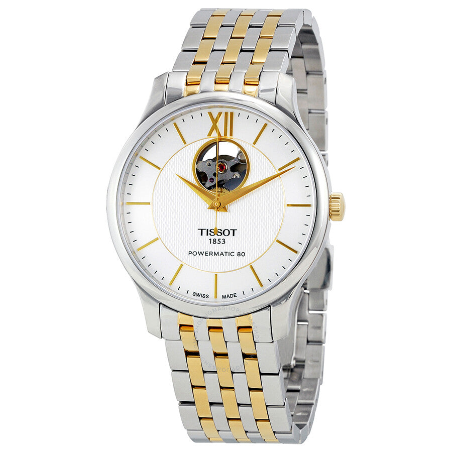  Shop Authentic Tissot Tradition Powermatic 80 Open Heart Silver Dial Two Tone Steel Strap Watch For Men - T063.907.22.038.00 - Luxxuri
